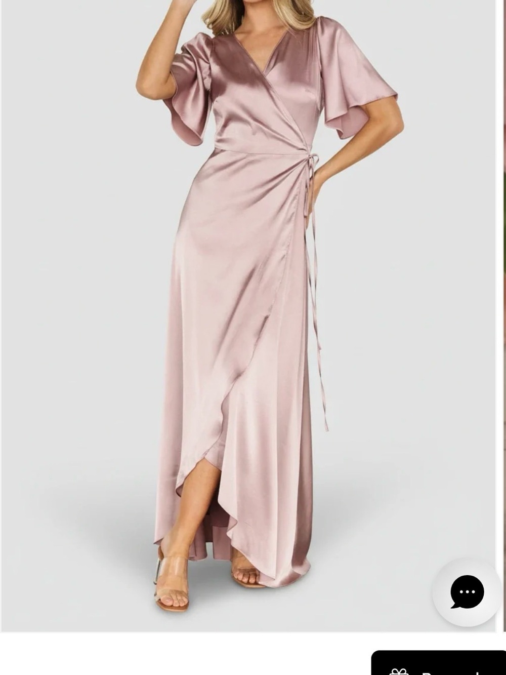 Baltic Born Blush Satin Wrap Maxi Dress